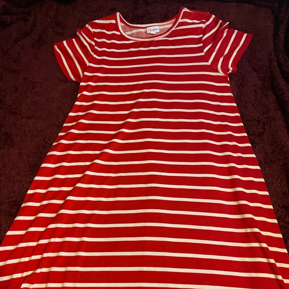 LulaRoe Small Red Stripped Dress